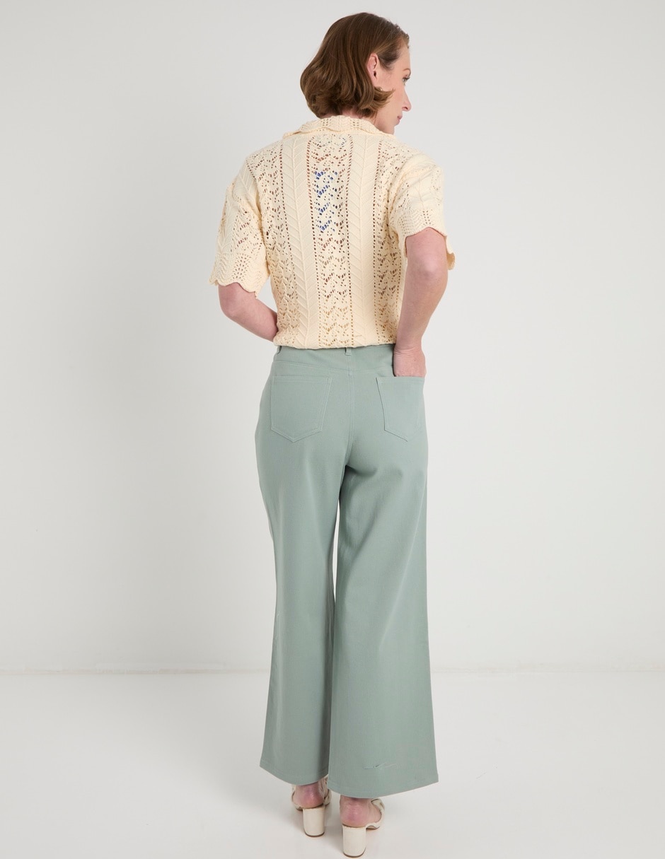 Jeans wide leg a la cintura para mujer 6