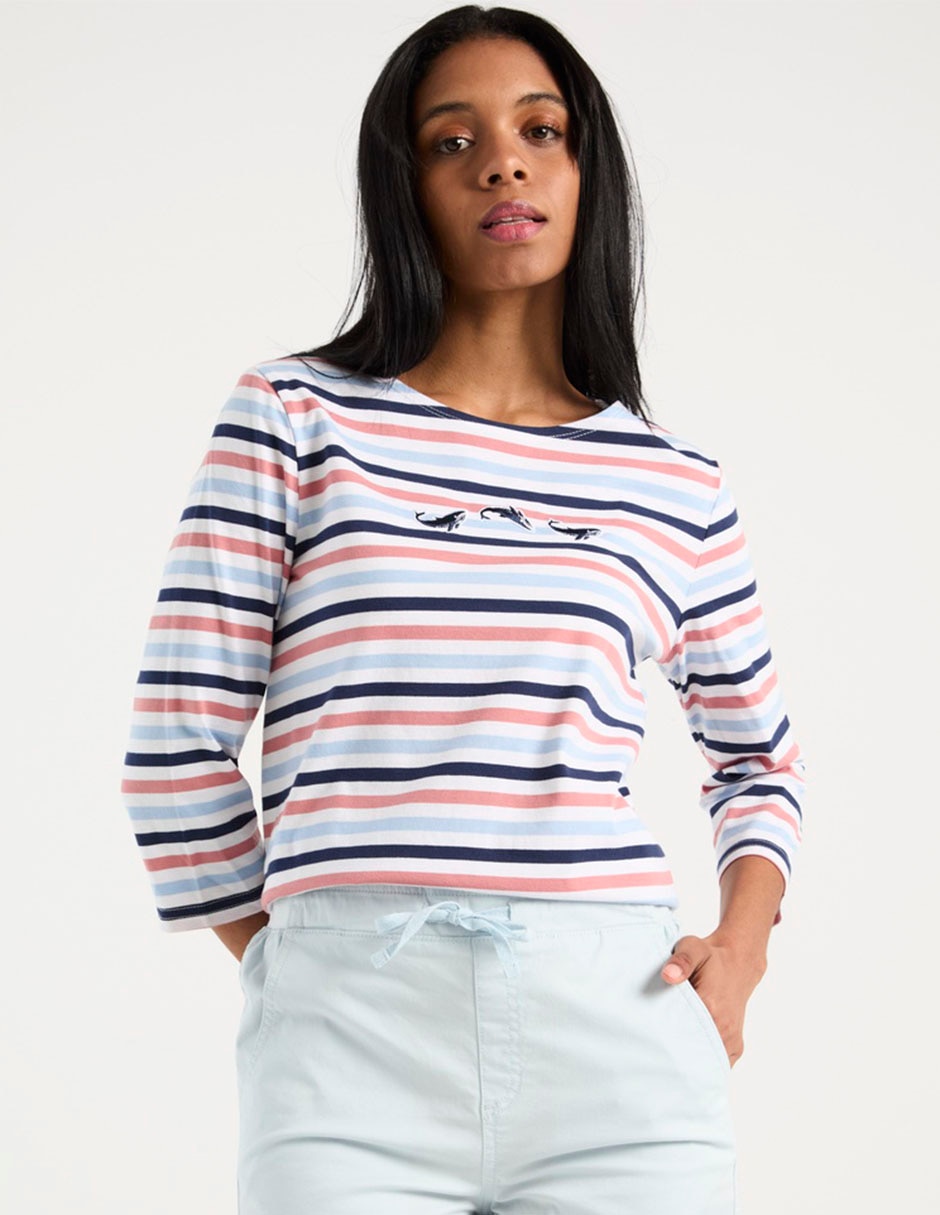 Playera manga 3/4 cuello redondo para mujer Playera manga 3/4 cuello redondo para mujer