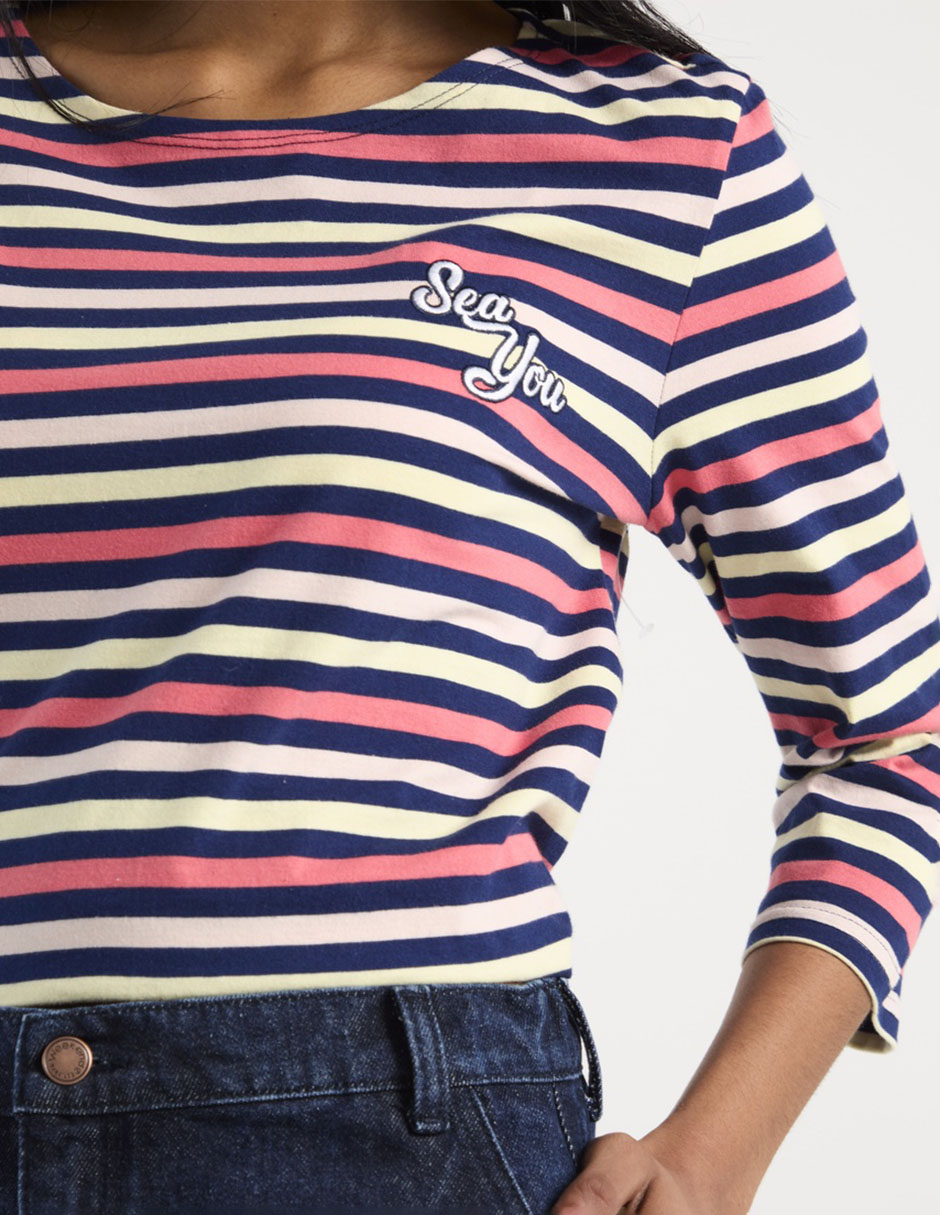 Playera manga 3/4 cuello redondo para mujer 4