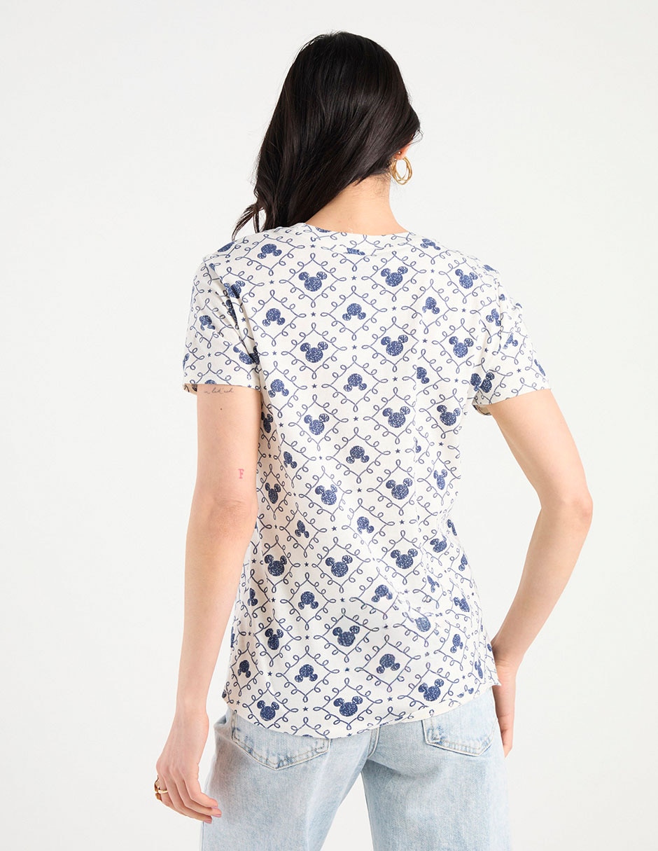 Playera manga corta Mickey Mouse cuello redondo para mujer 6