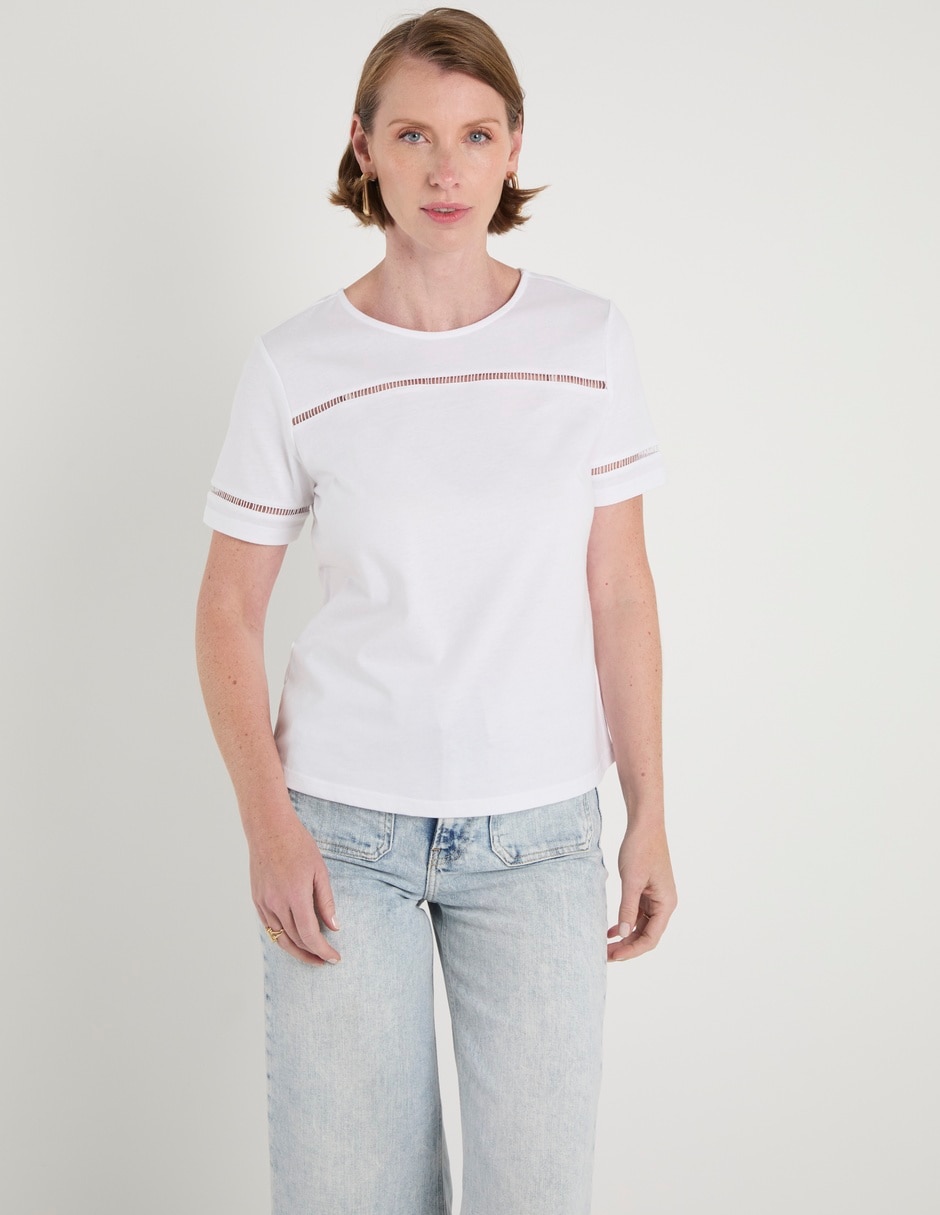 Playera manga corta cuello redondo para mujer