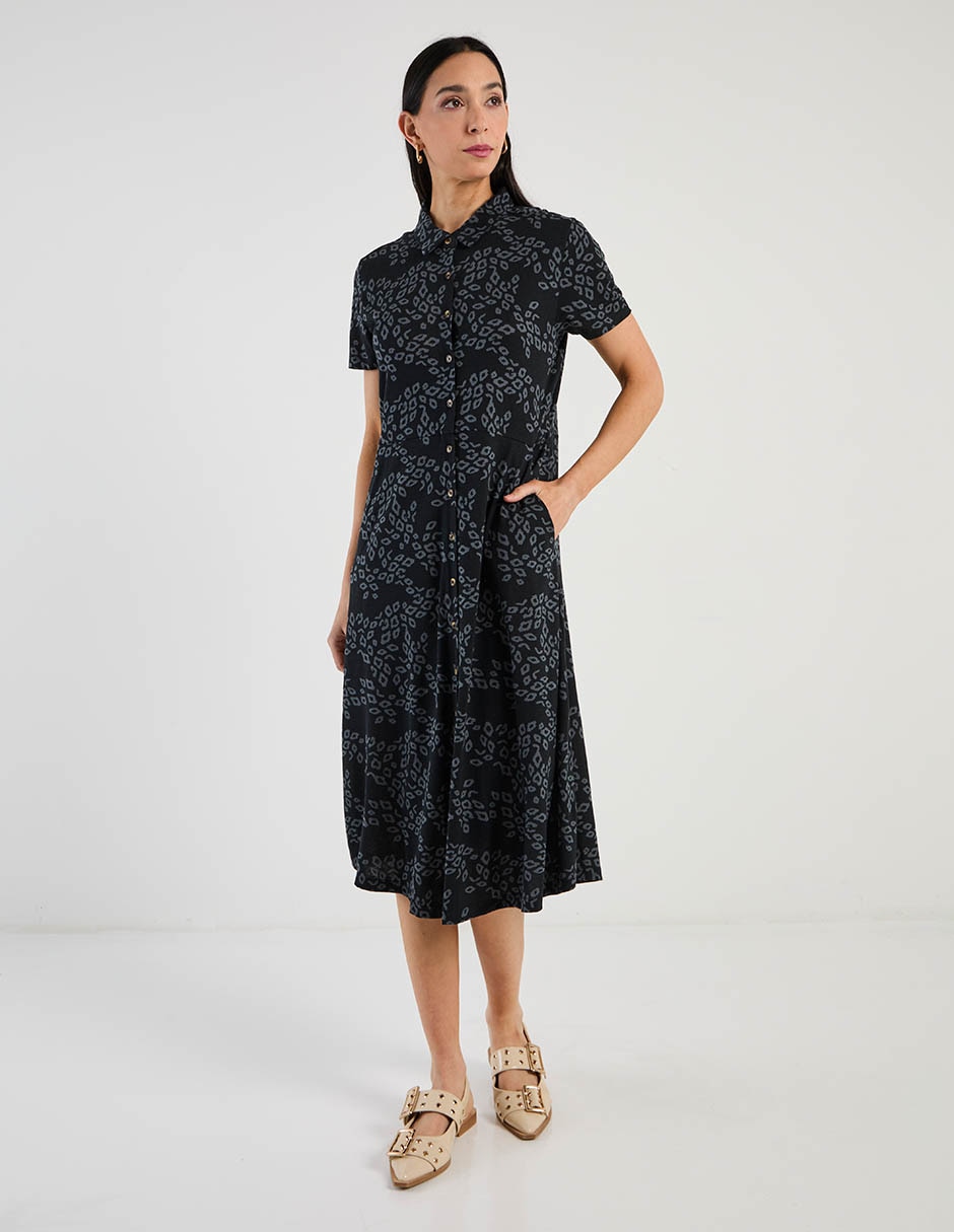VESTIDO LARGO WEEKEND, G, NEGRO ESTAMPA