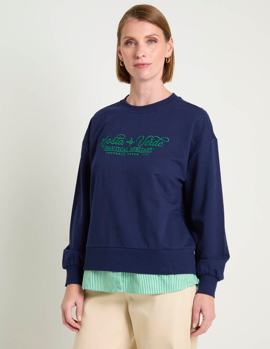 Sudadera con efecto doble prenda para mujer Sudadera con efecto doble prenda para mujer