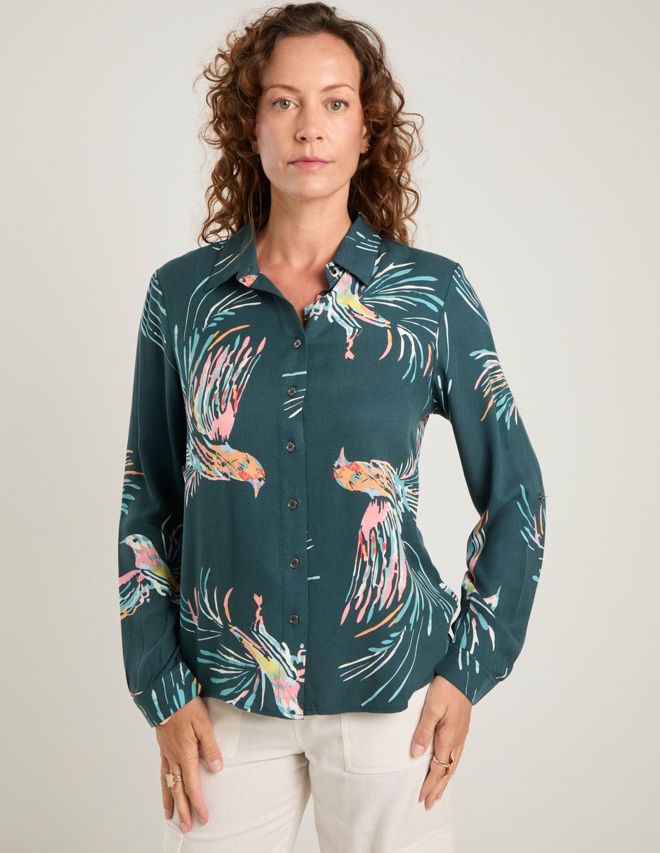 Blusa camisera manga con elevador para mujer Blusa camisera manga con elevador para mujer