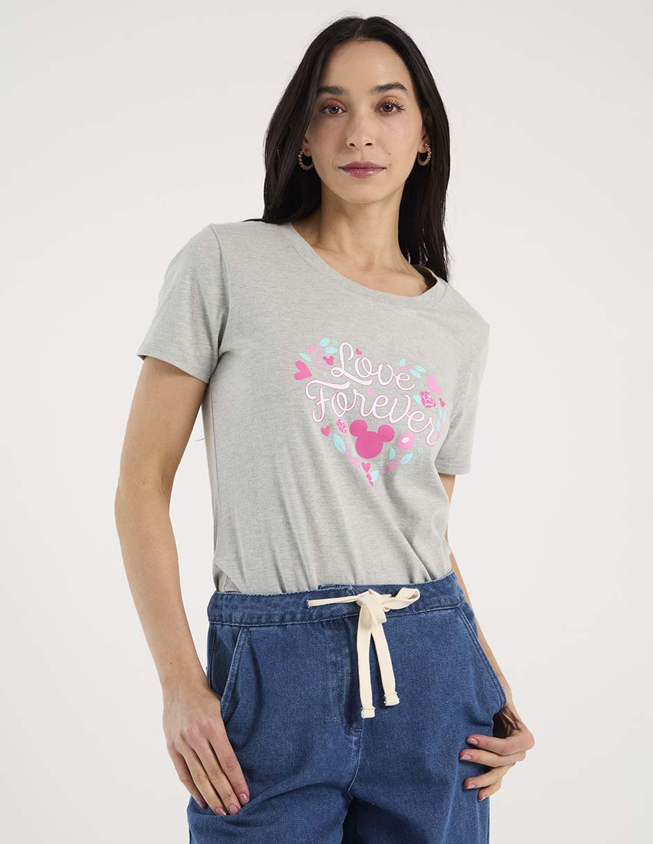 Playera manga corta Minnie Mouse cuello redondo para mujer Playera manga corta Minnie Mouse cuello redondo para mujer