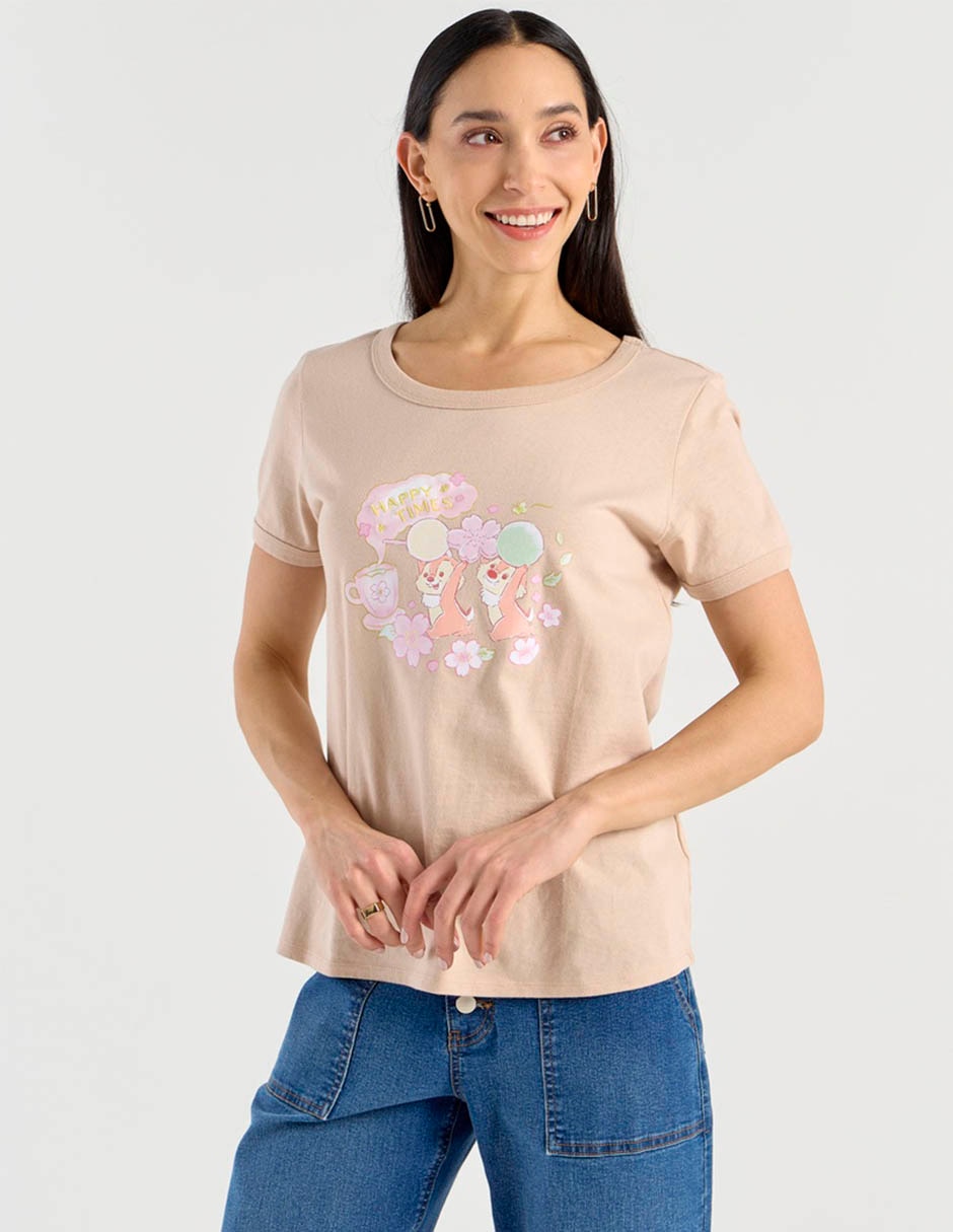 Playera manga corta Chip y Dale cuello redondo para mujer 2