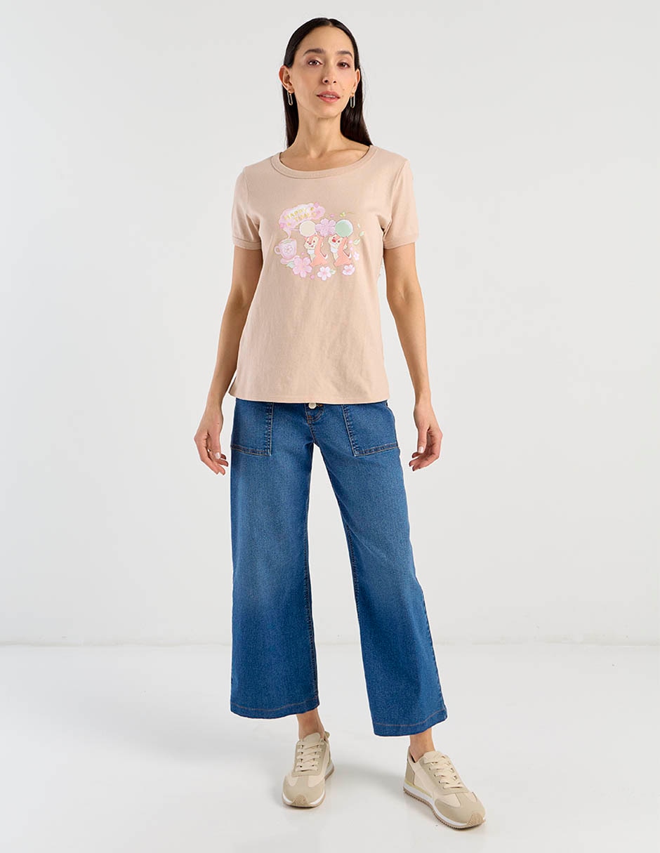 Playera manga corta Chip y Dale cuello redondo para mujer 3