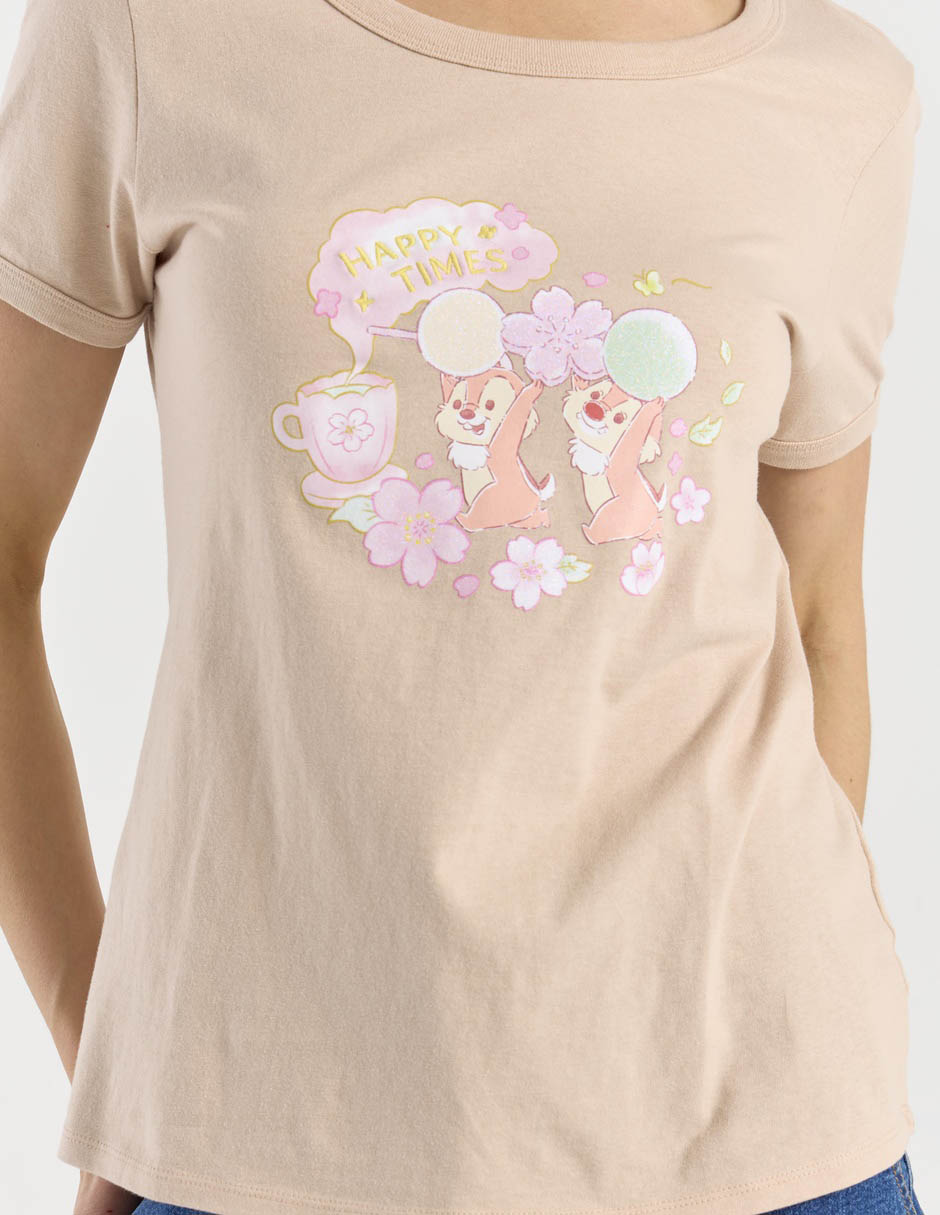 Playera manga corta Chip y Dale cuello redondo para mujer 5