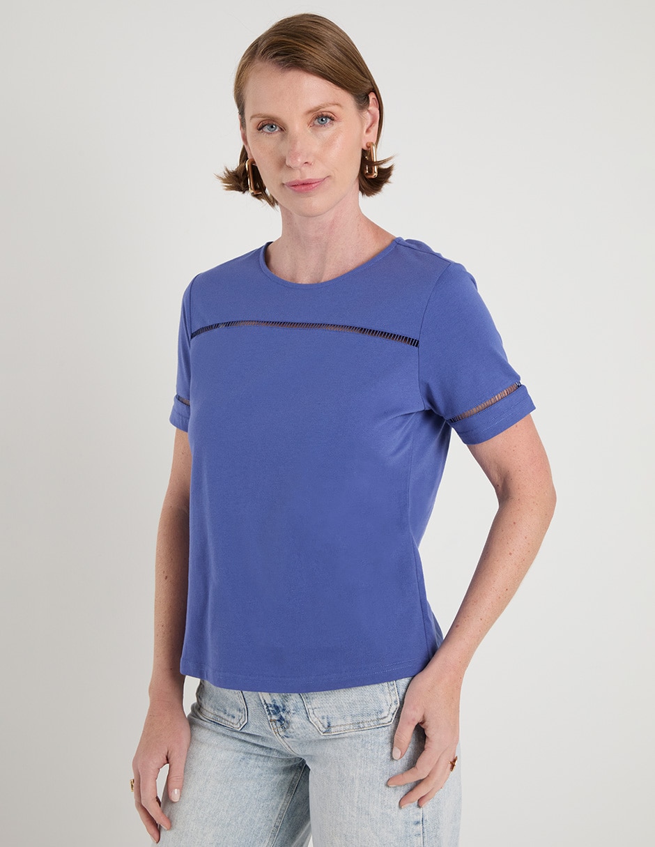 Playera manga corta cuello redondo para mujer Playera manga corta cuello redondo para mujer