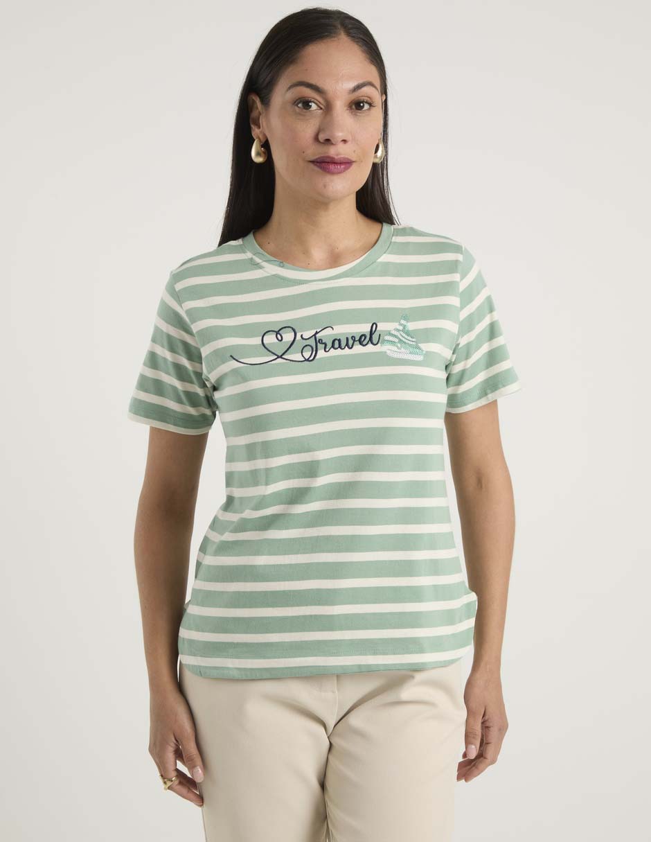 Playera manga corta cuello redondo para mujer 2