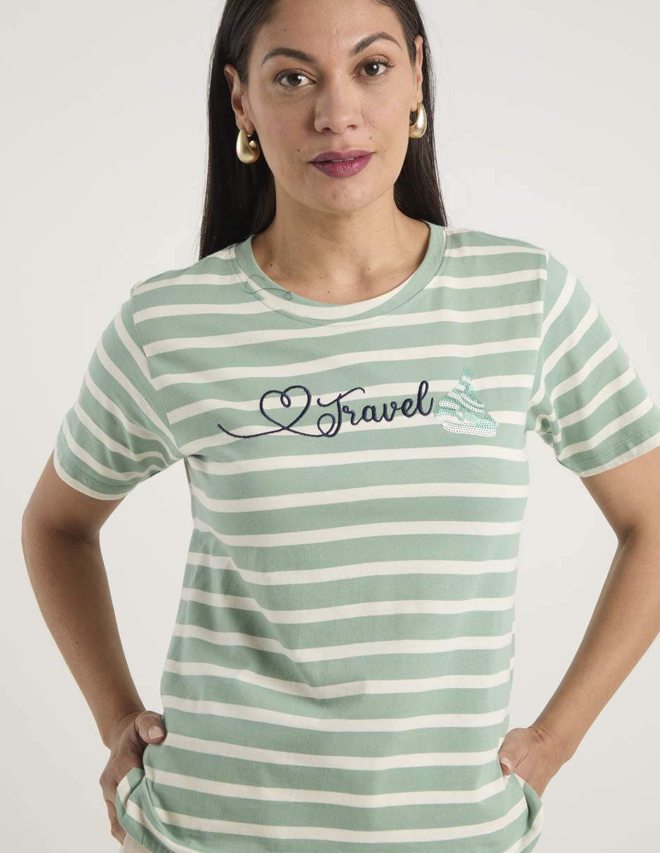 Playera manga corta cuello redondo para mujer 4