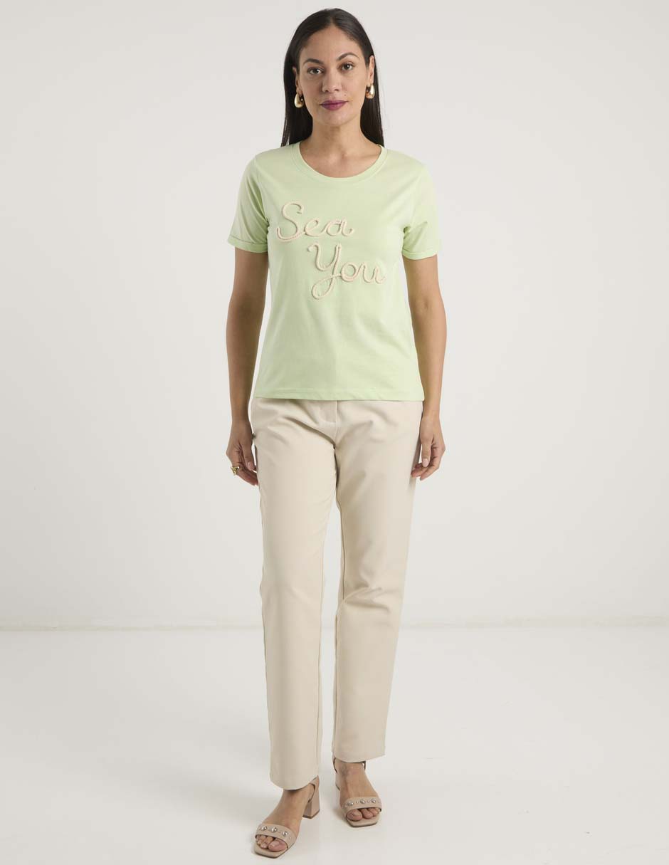 Playera manga corta cuello redondo para mujer 3