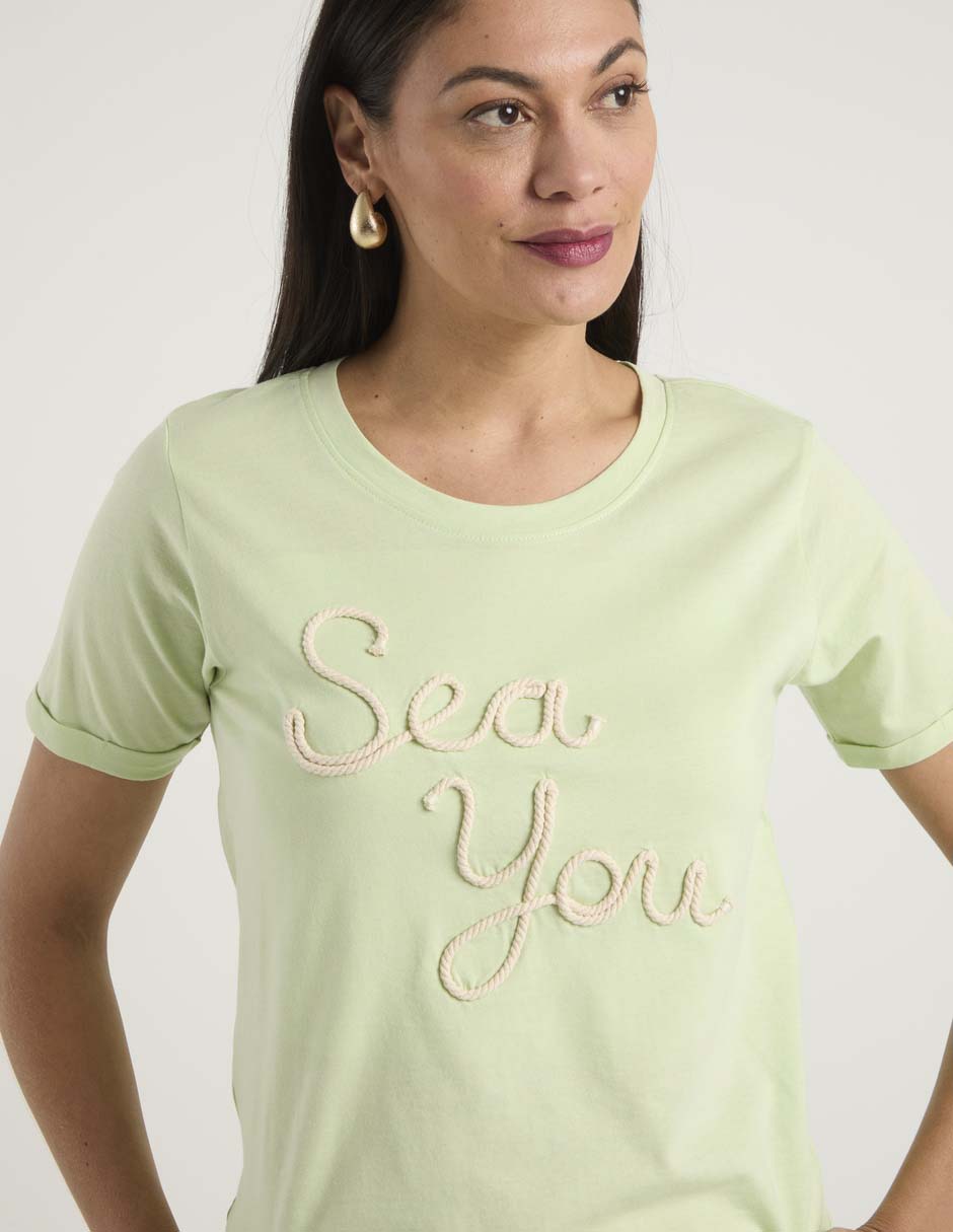 Playera manga corta cuello redondo para mujer 4