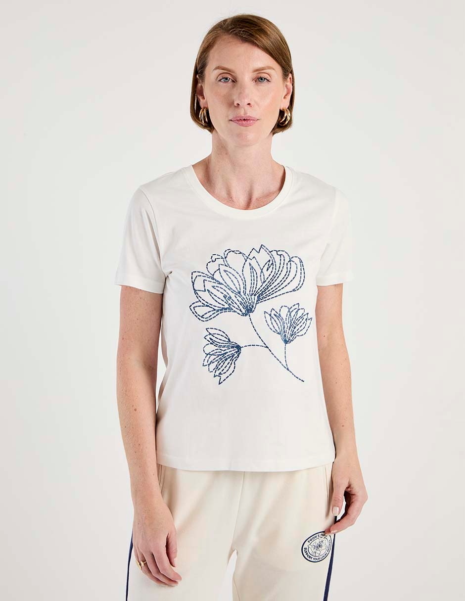Playera manga corta cuello redondo para mujer
