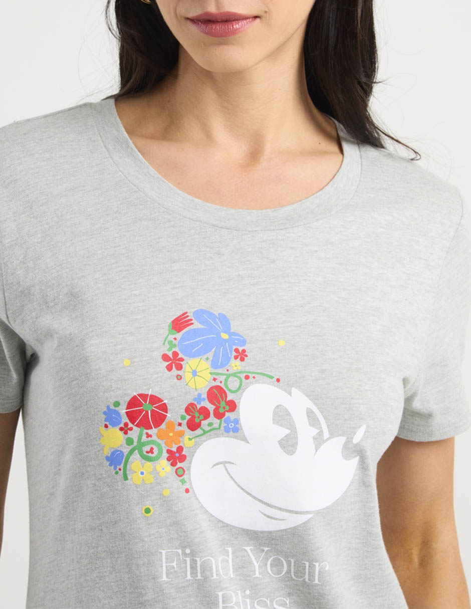 Playera manga corta Mickey Mouse cuello redondo para mujer 4