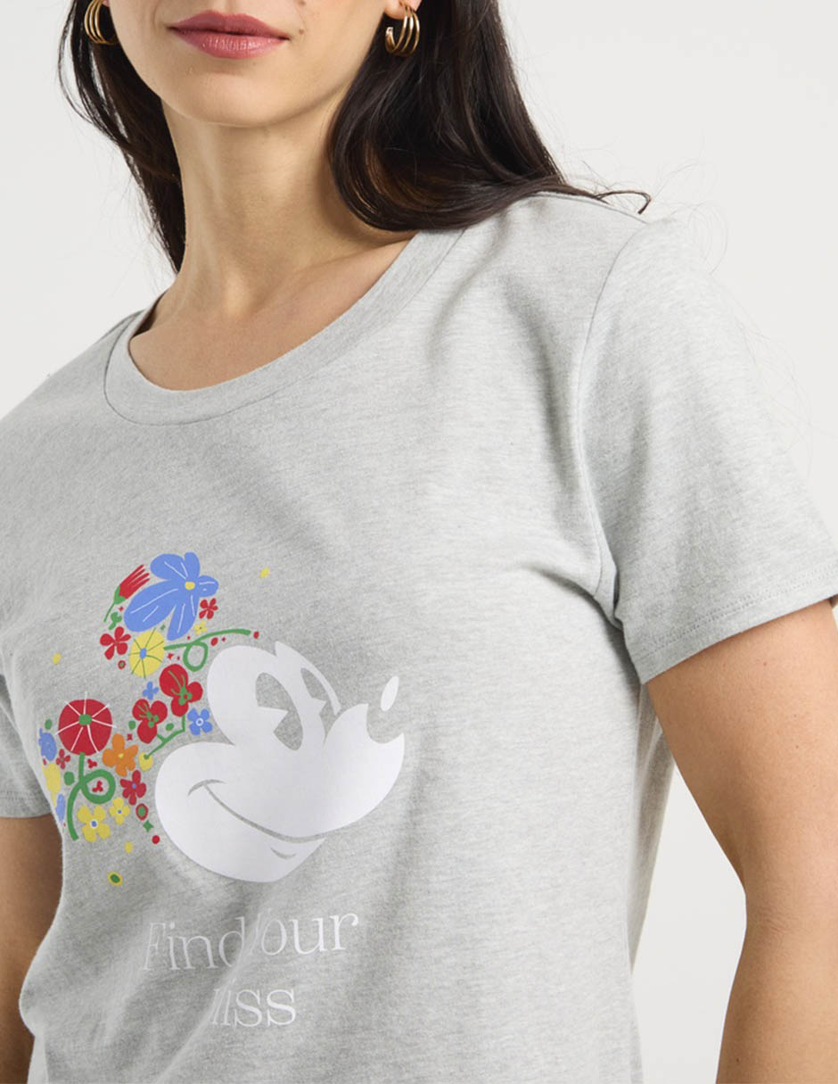 Playera manga corta Mickey Mouse cuello redondo para mujer 5