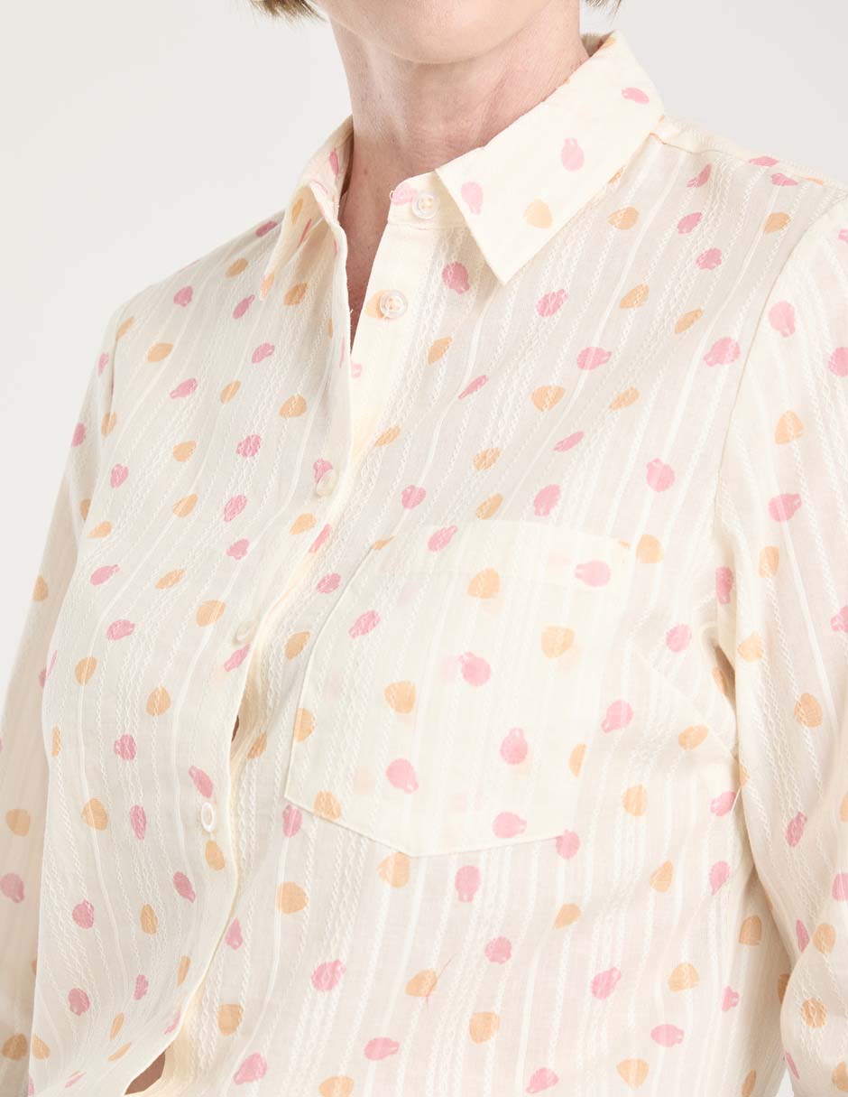 Blusa camisera manga larga para mujer 4