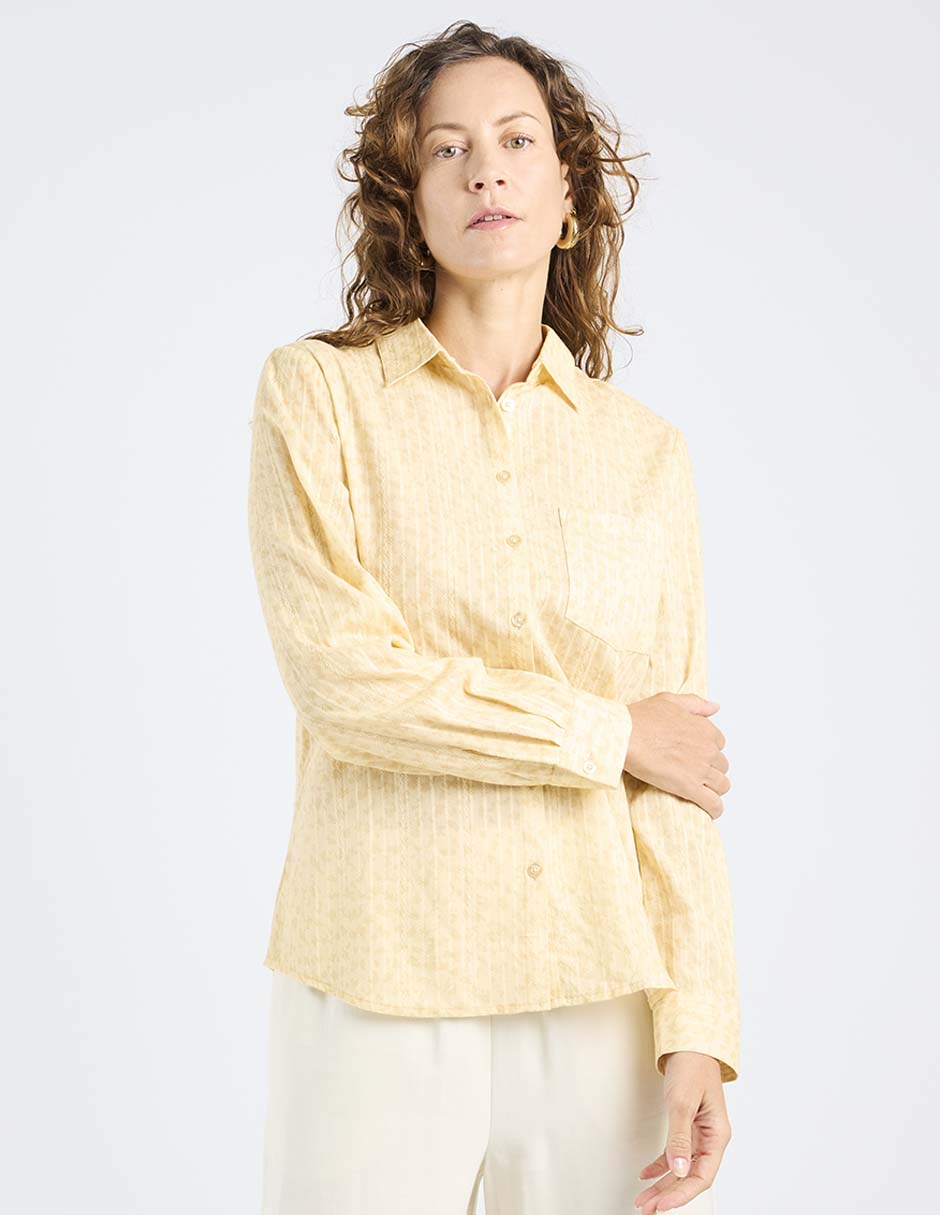 Blusa camisera manga larga para mujer