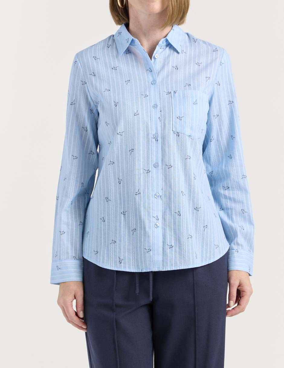 Blusa camisera manga larga para mujer 5