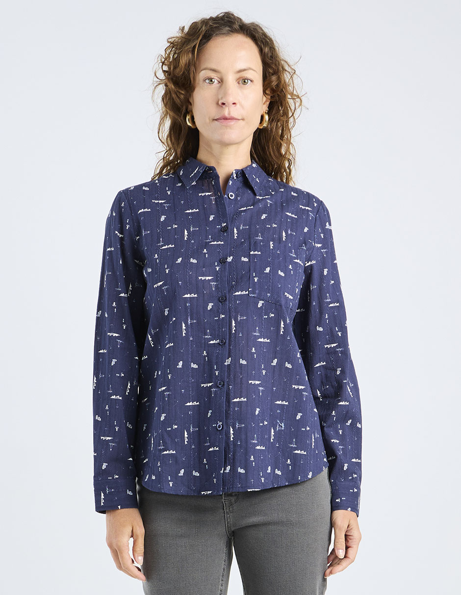Blusa camisera manga larga para mujer