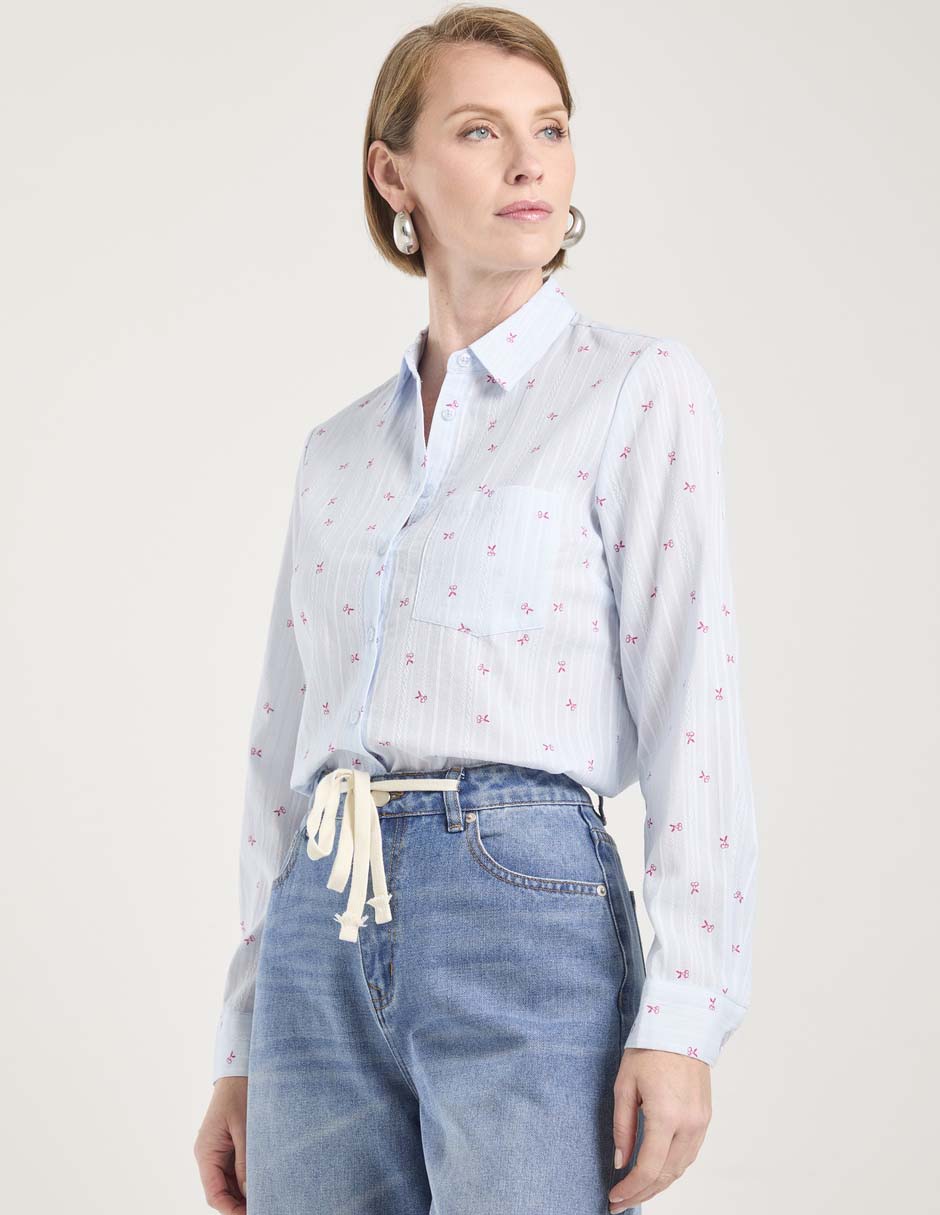 Blusa camisera manga larga para mujer Blusa camisera manga larga para mujer