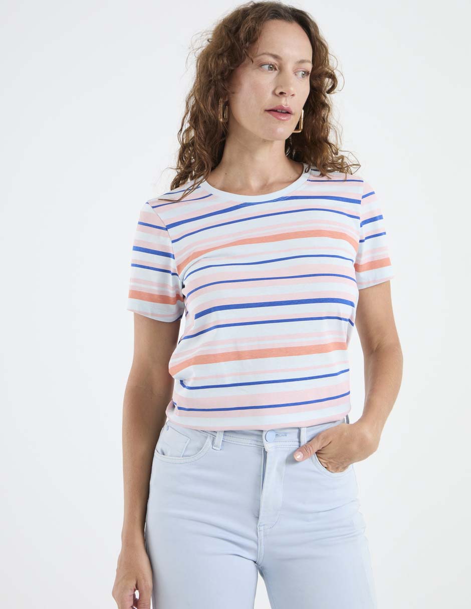 Playera manga 3/4 cuello redondo para mujer Playera manga 3/4 cuello redondo para mujer