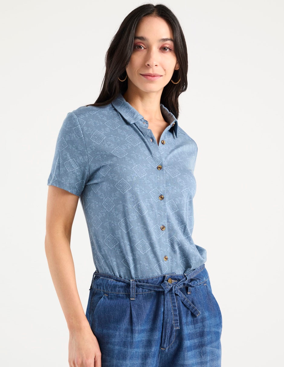 Blusa camisera manga corta para mujer Blusa camisera manga corta para mujer