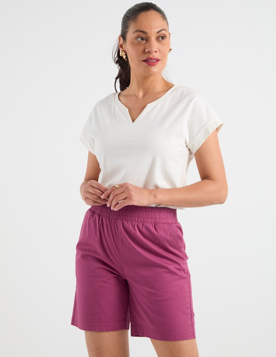 Playera manga corta cuello v para mujer 2
