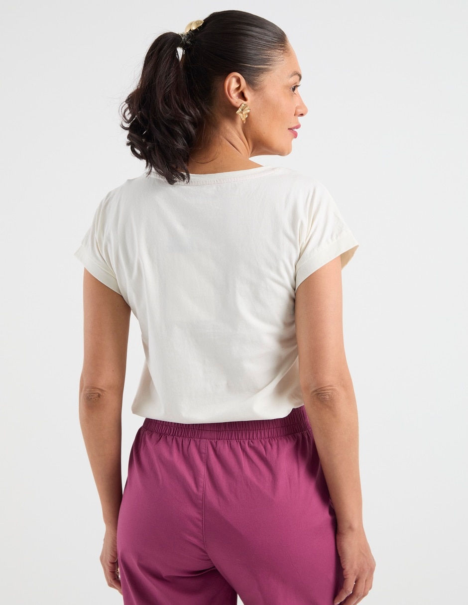 Playera manga corta cuello v para mujer 6