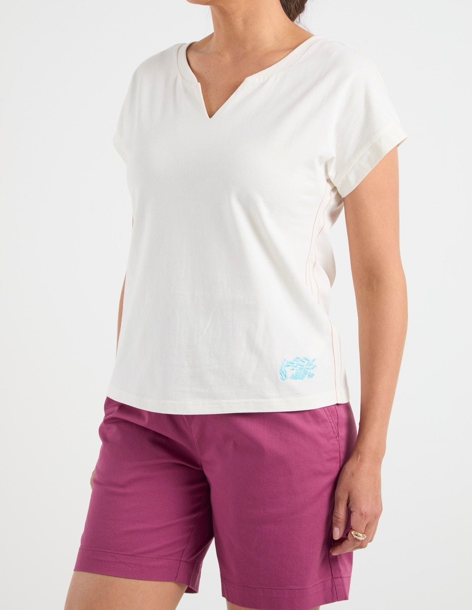 Playera manga corta cuello v para mujer 7