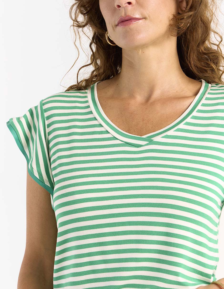 Playera manga corta cuello V para mujer 5