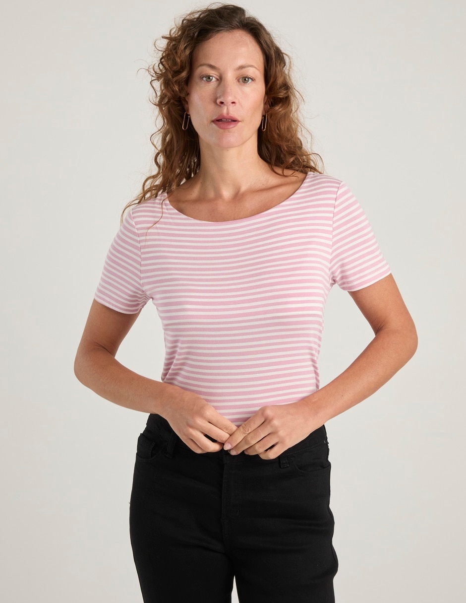 Playera manga corta cuello redondo para mujer