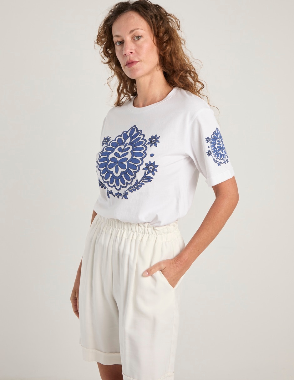 Playera manga corta cuello redondo para mujer Playera manga corta cuello redondo para mujer