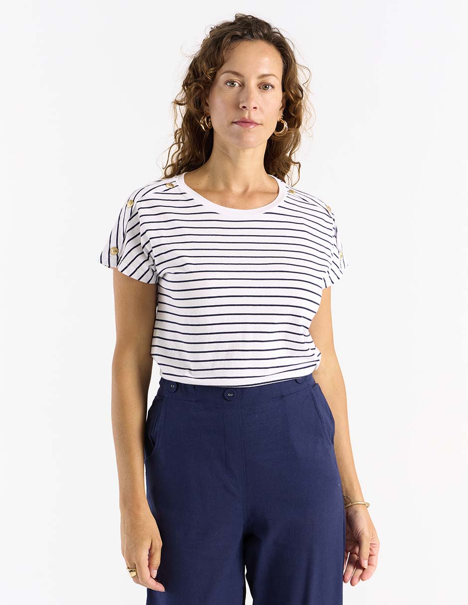 Playera manga corta cuello redondo para mujer Playera manga corta cuello redondo para mujer