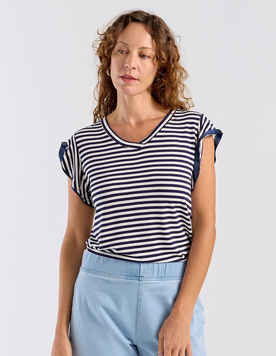Playera manga corta cuello V para mujer 2