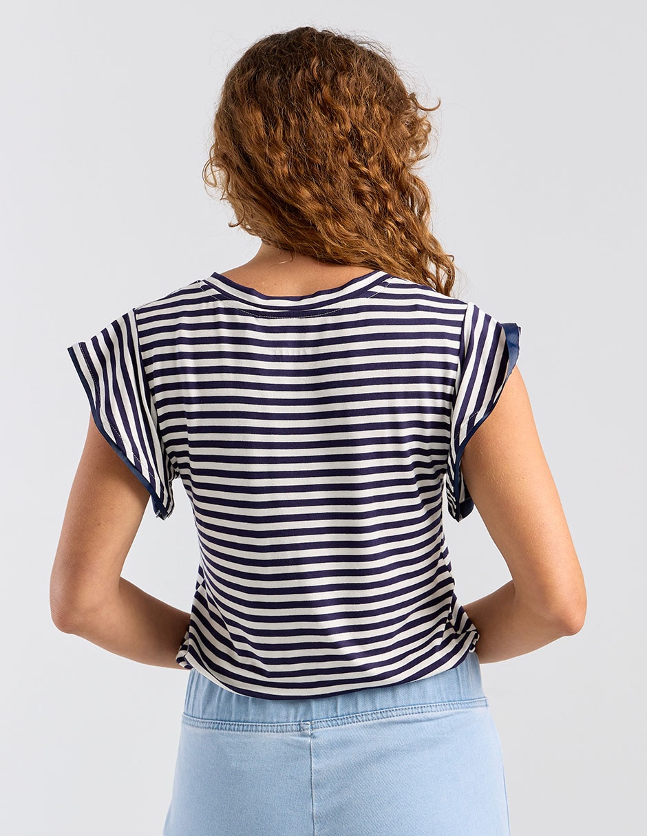 Playera manga corta cuello V para mujer 6