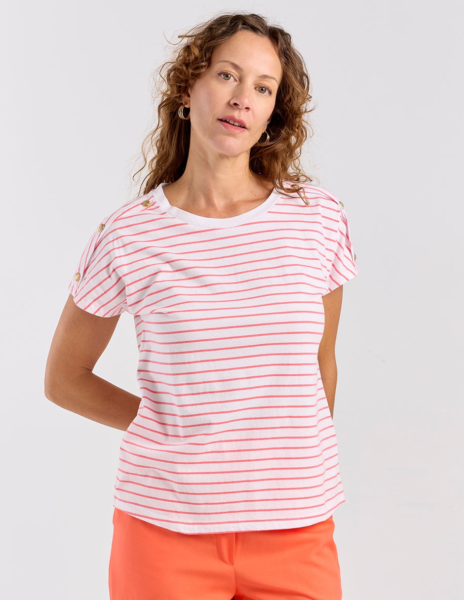 Playera manga corta cuello redondo para mujer