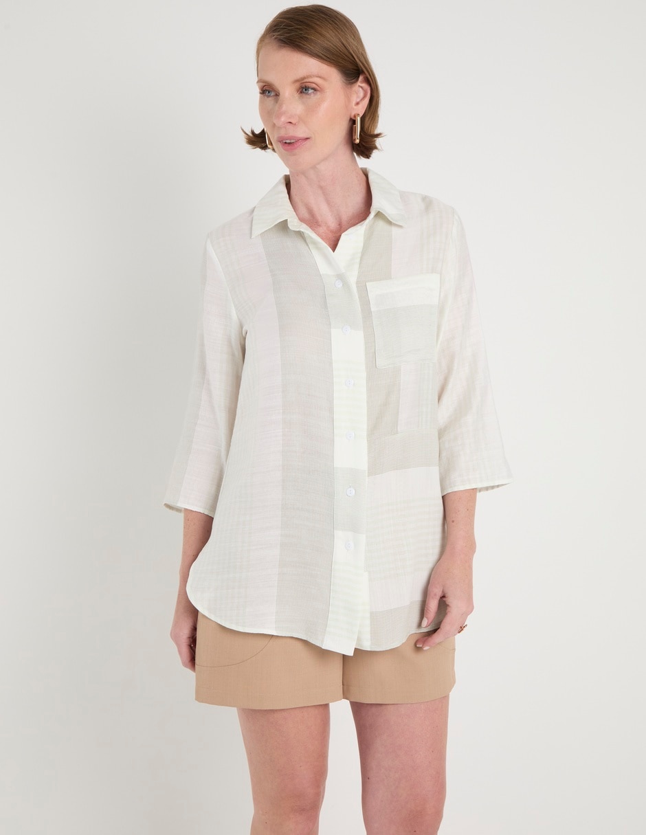 Blusa camisera manga 3/4 para mujer Blusa camisera manga 3/4 para mujer