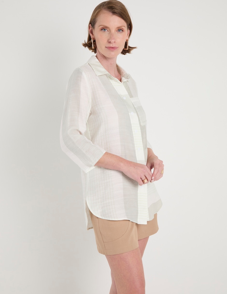 Blusa camisera manga 3/4 para mujer 2