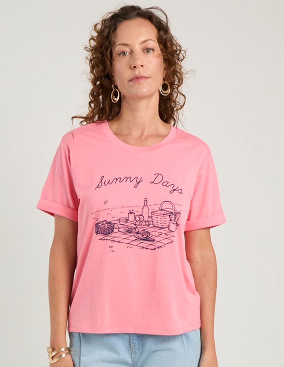 Playera manga corta cuello redondo para mujer