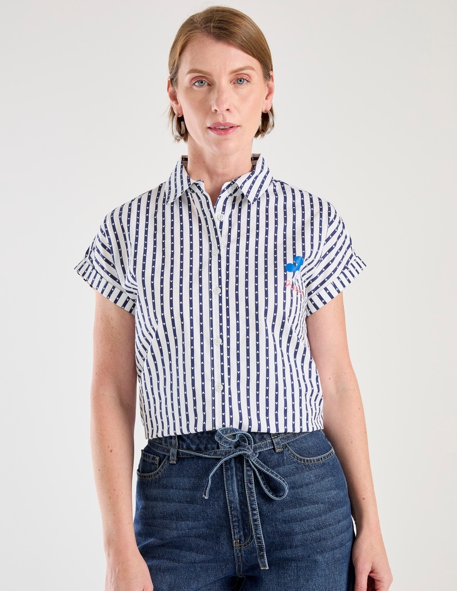 Blusa camisera Mickey Mouse manga corta para mujer Blusa camisera Mickey Mouse manga corta para mujer