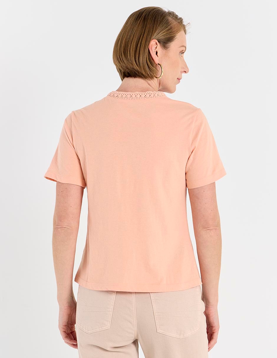 Playera manga corta cuello V para mujer 2