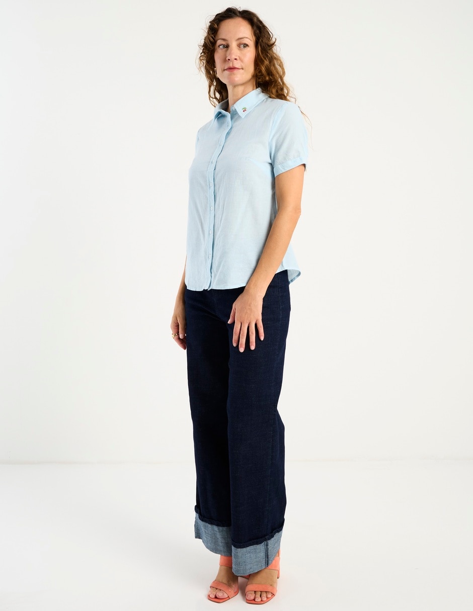Blusa camisera manga corta para mujer 3
