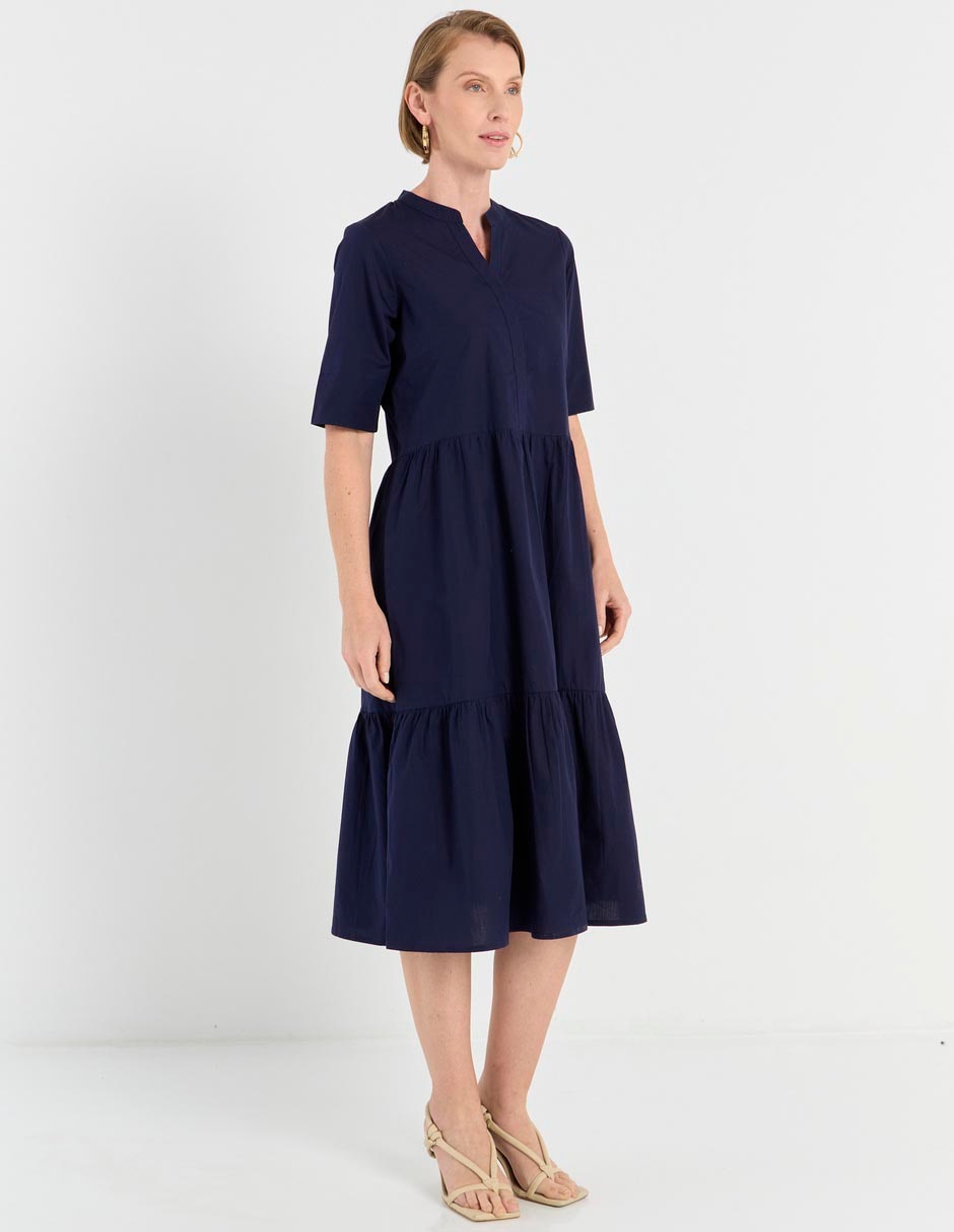 VESTIDO LARGO WEEKEND, CH, AZUL MARINO