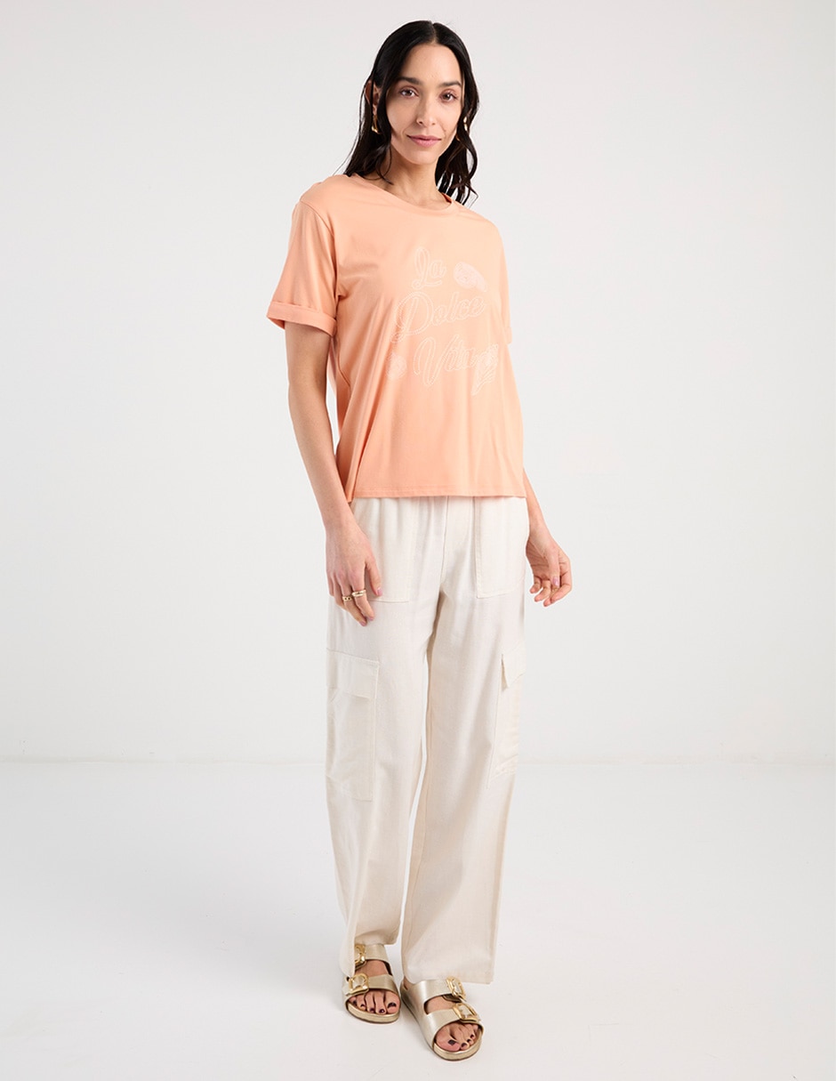 Playera manga corta cuello redondo para mujer 2