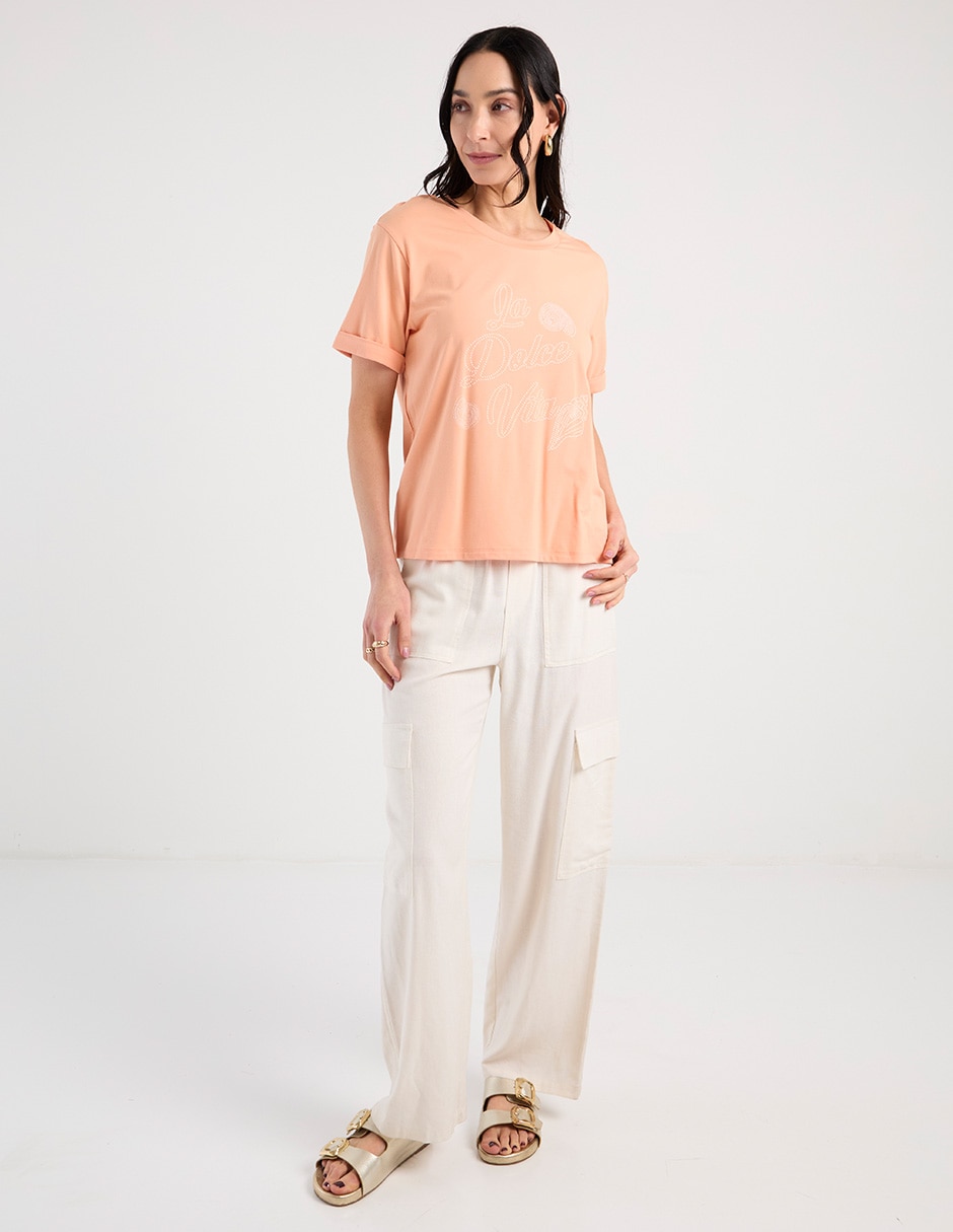 Playera manga corta cuello redondo para mujer 3