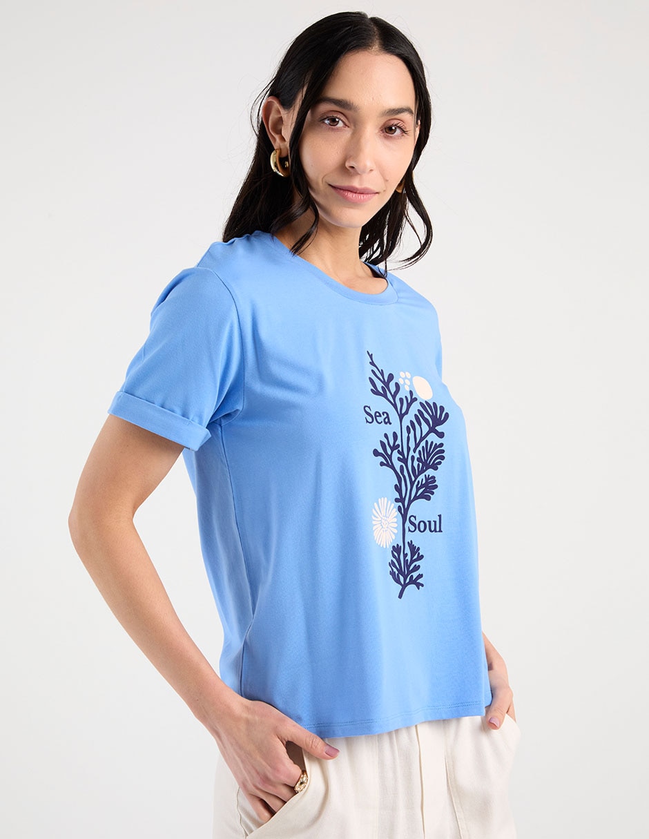 Playera manga corta cuello redondo para mujer Playera manga corta cuello redondo para mujer