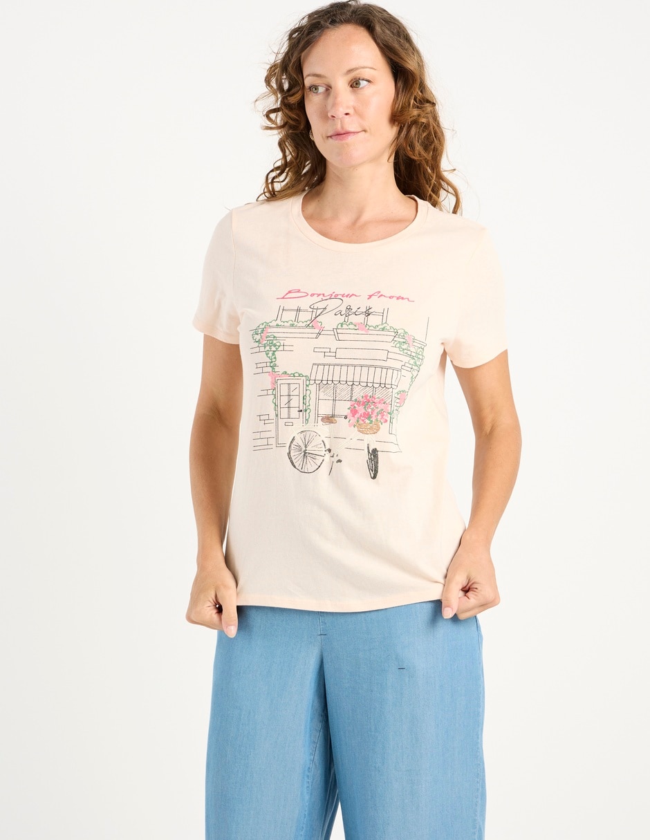 Playera manga corta cuello redondo para mujer 2