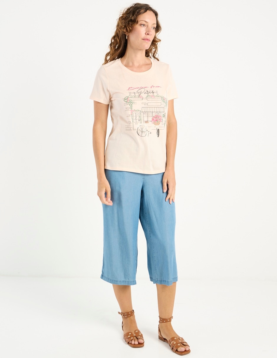 Playera manga corta cuello redondo para mujer 3
