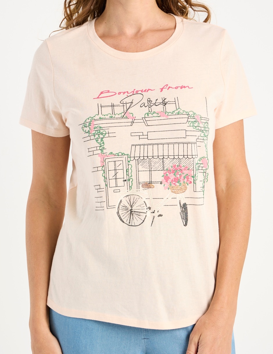Playera manga corta cuello redondo para mujer 5